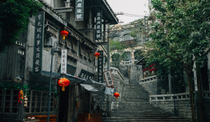 Gray building in Guanlan Lake Huayi Feng Xiaogang Film Commune, Haikou, China