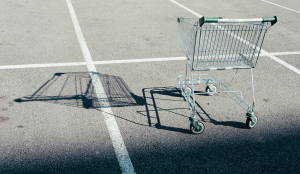 Gray shopping cart on a street